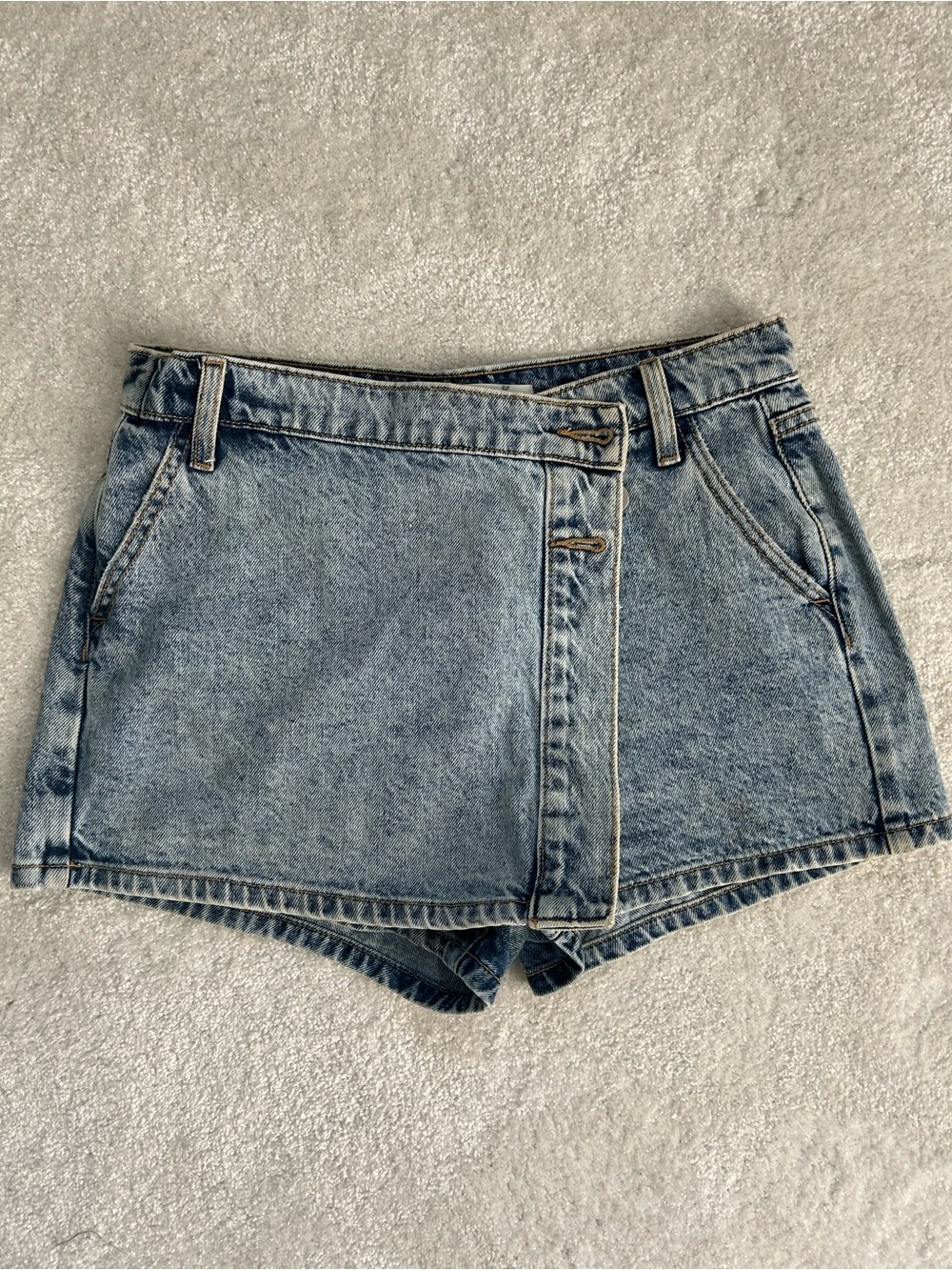 High-Rise Light Blue Denim Shorts